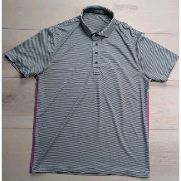 G/Fore Golf Polo Shirt Mens Medium Chileno Bay Striped Stretch Performance - Picture 1 of 8